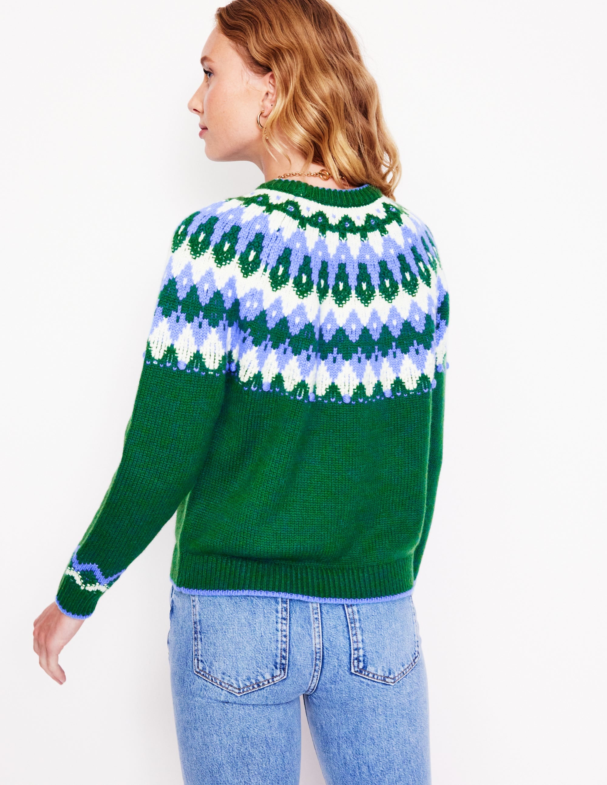 Eleanor Fair Isle Jumper-Pine Green - Image 3
