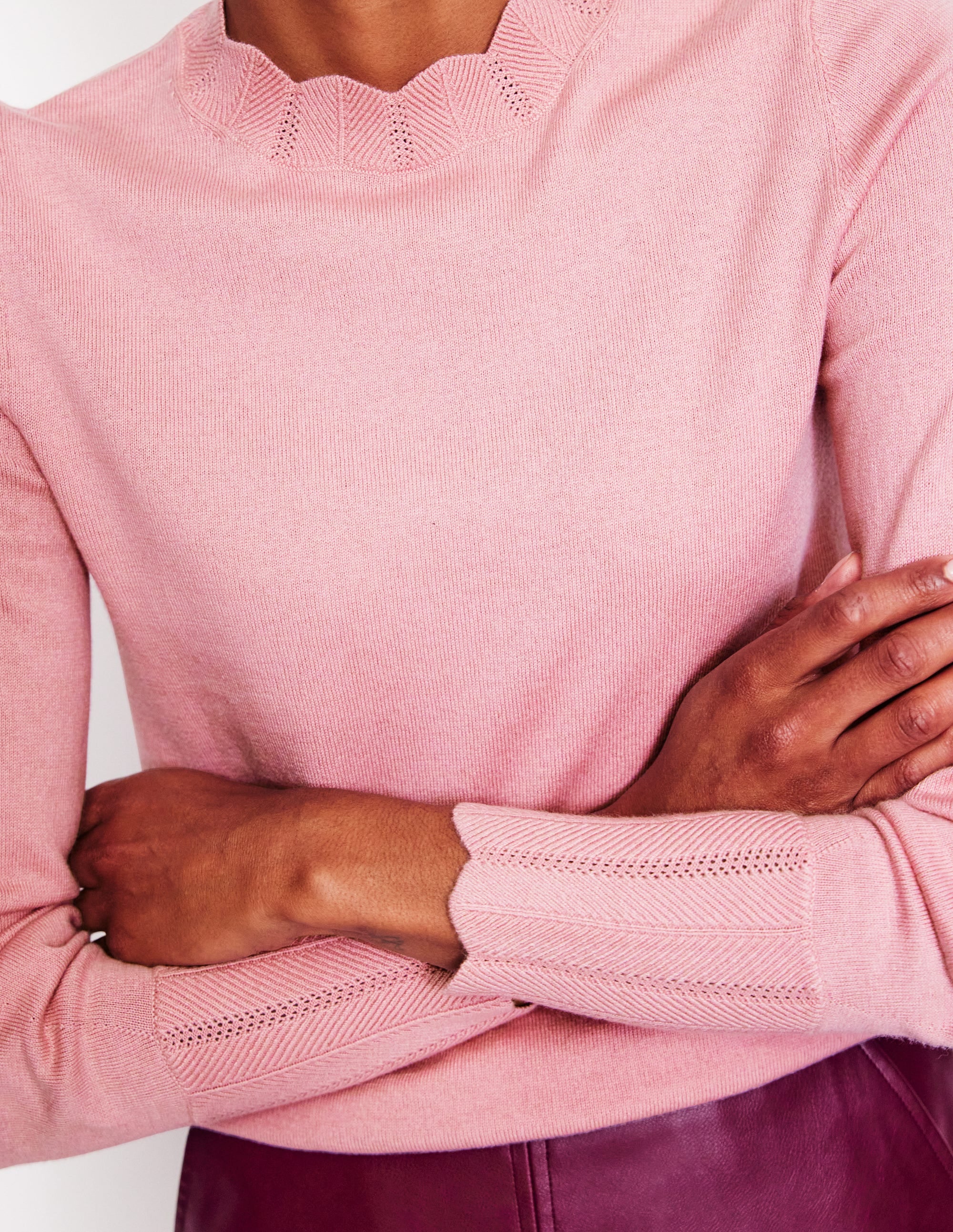 Imi Scallop Trim Jumper-Quartz Pink - Image 2