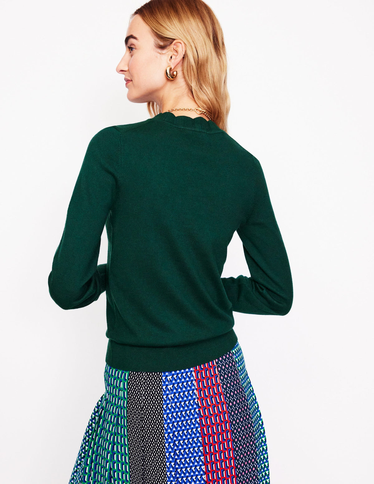 Imi Scallop Trim Jumper-Glade Green - Image 3