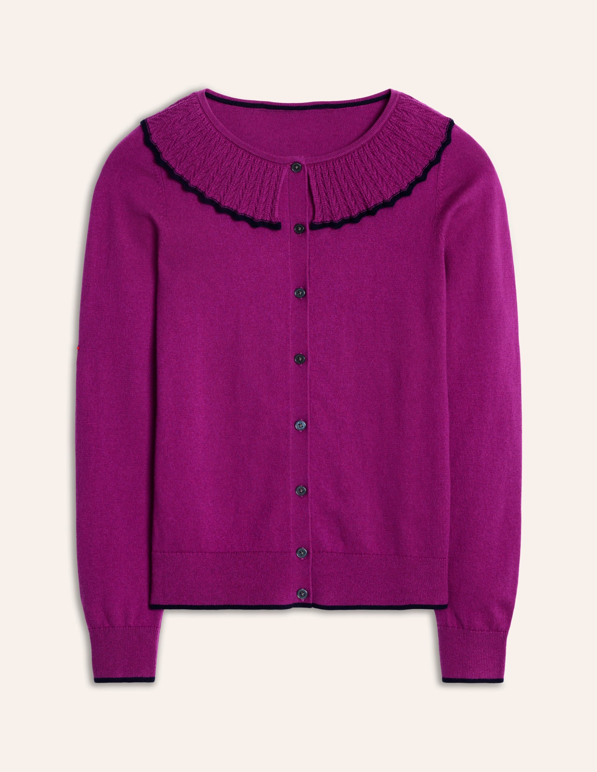 Frill Collared Cardigan-Regal Purple - Image 5
