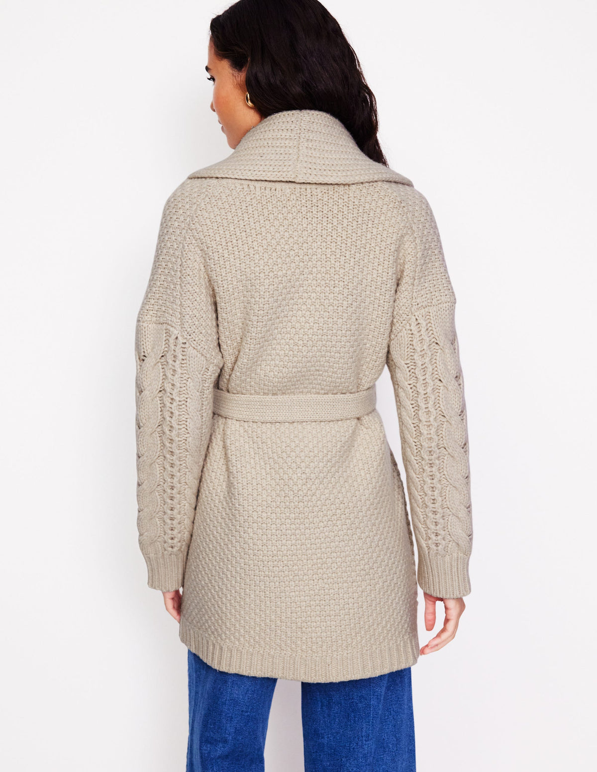 Cable Belted Cardigan-Shearling - Image 3