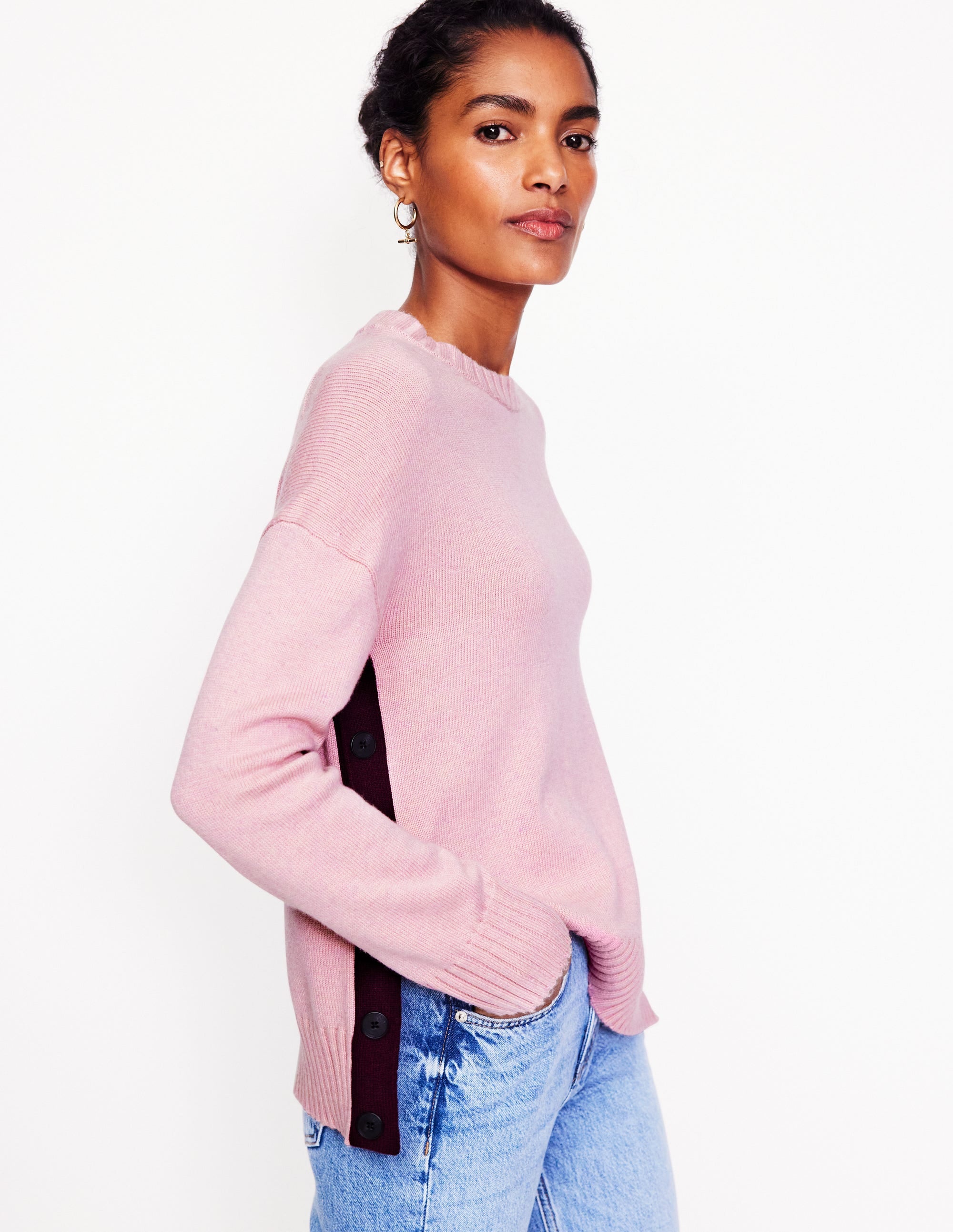 Zia Button Side Jumper-Quartz Pink - Image 1