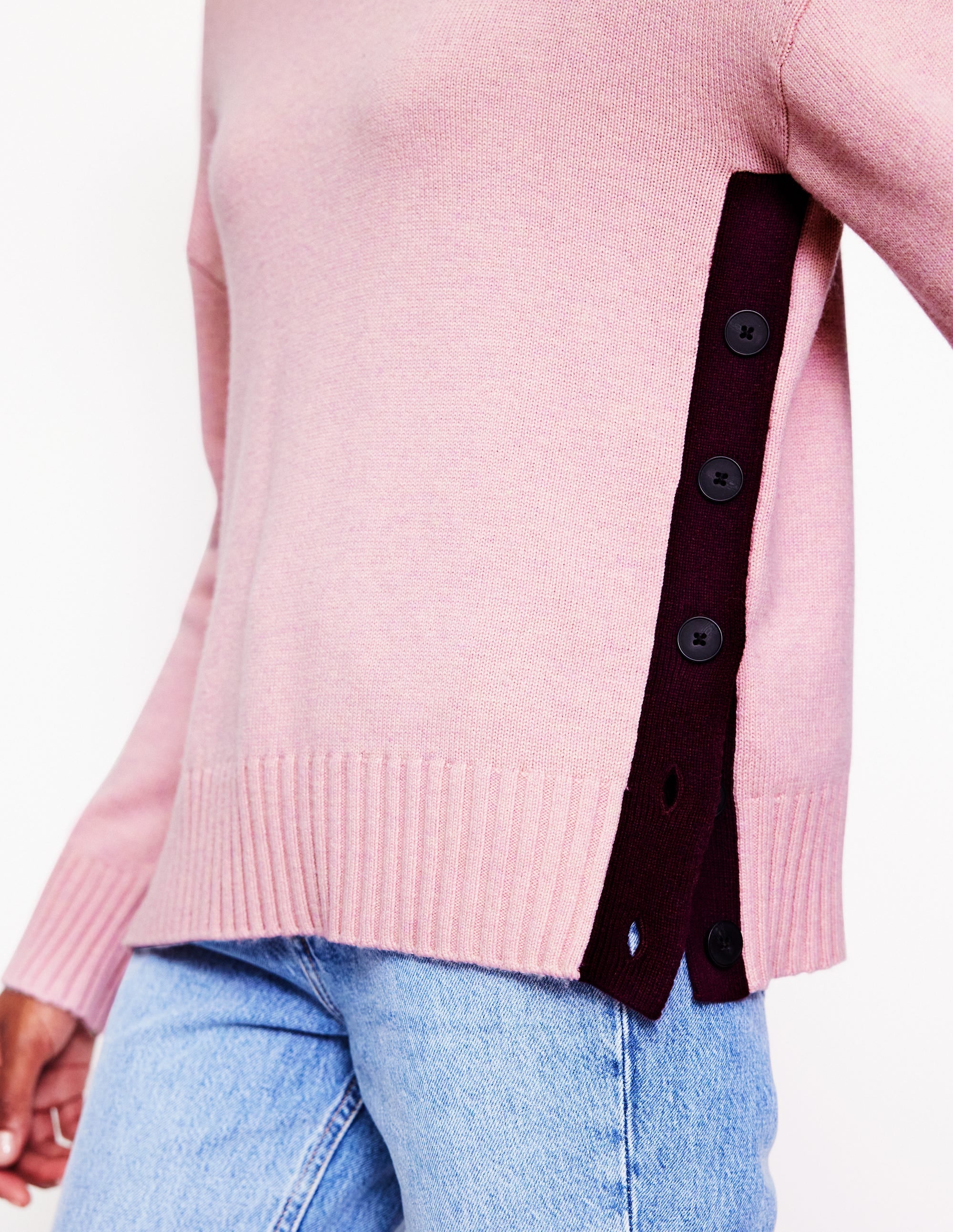 Zia Button Side Jumper-Quartz Pink - Image 2