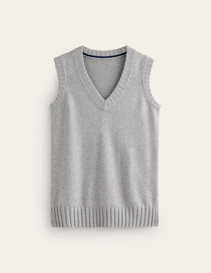 Longline V-Neck Tank-Mink Melange-5