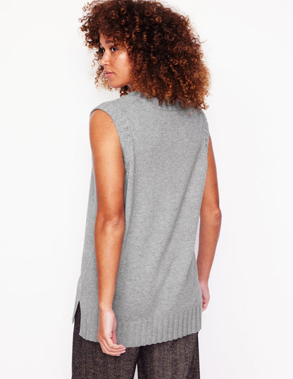 Longline V-Neck Tank-Mink Melange-3