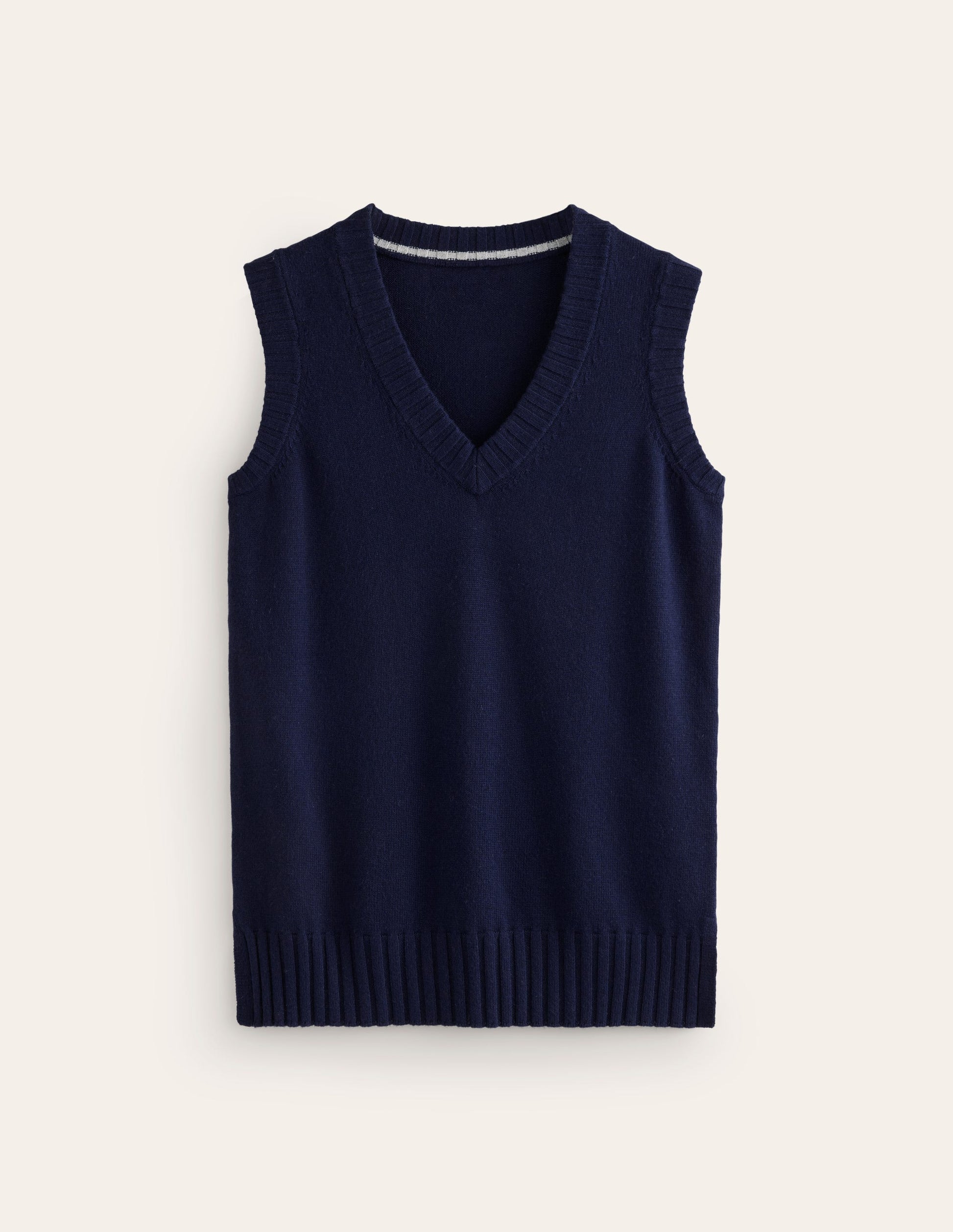 Longline V-Neck Tank-Navy-5