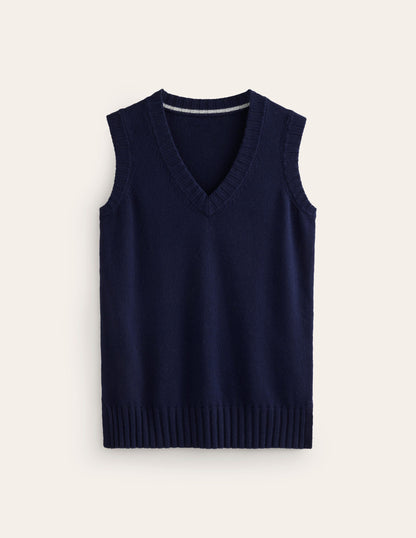 Longline V-Neck Tank-Navy-5