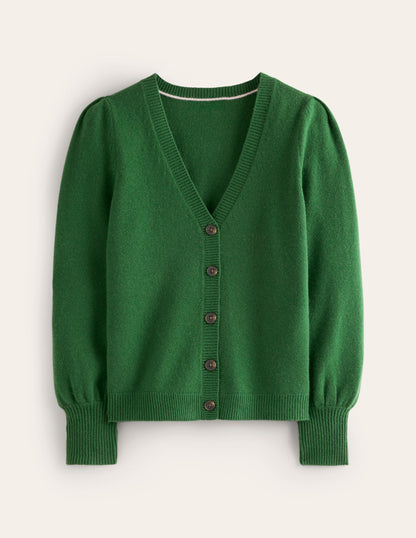 Pleated Cashmere Cardigan-Pine Green-5