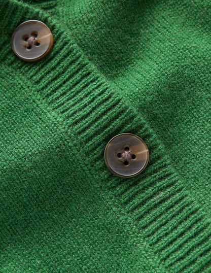 Pleated Cashmere Cardigan-Pine Green-6