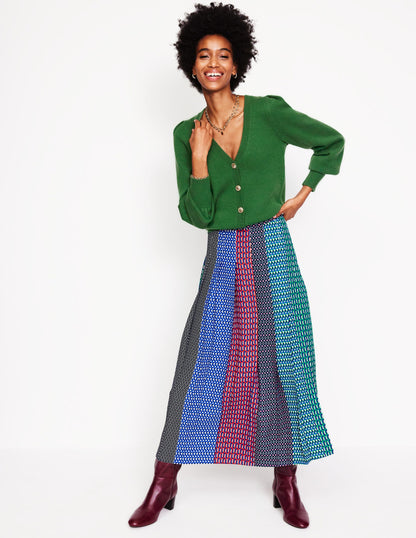 Pleated Cashmere Cardigan-Pine Green-4