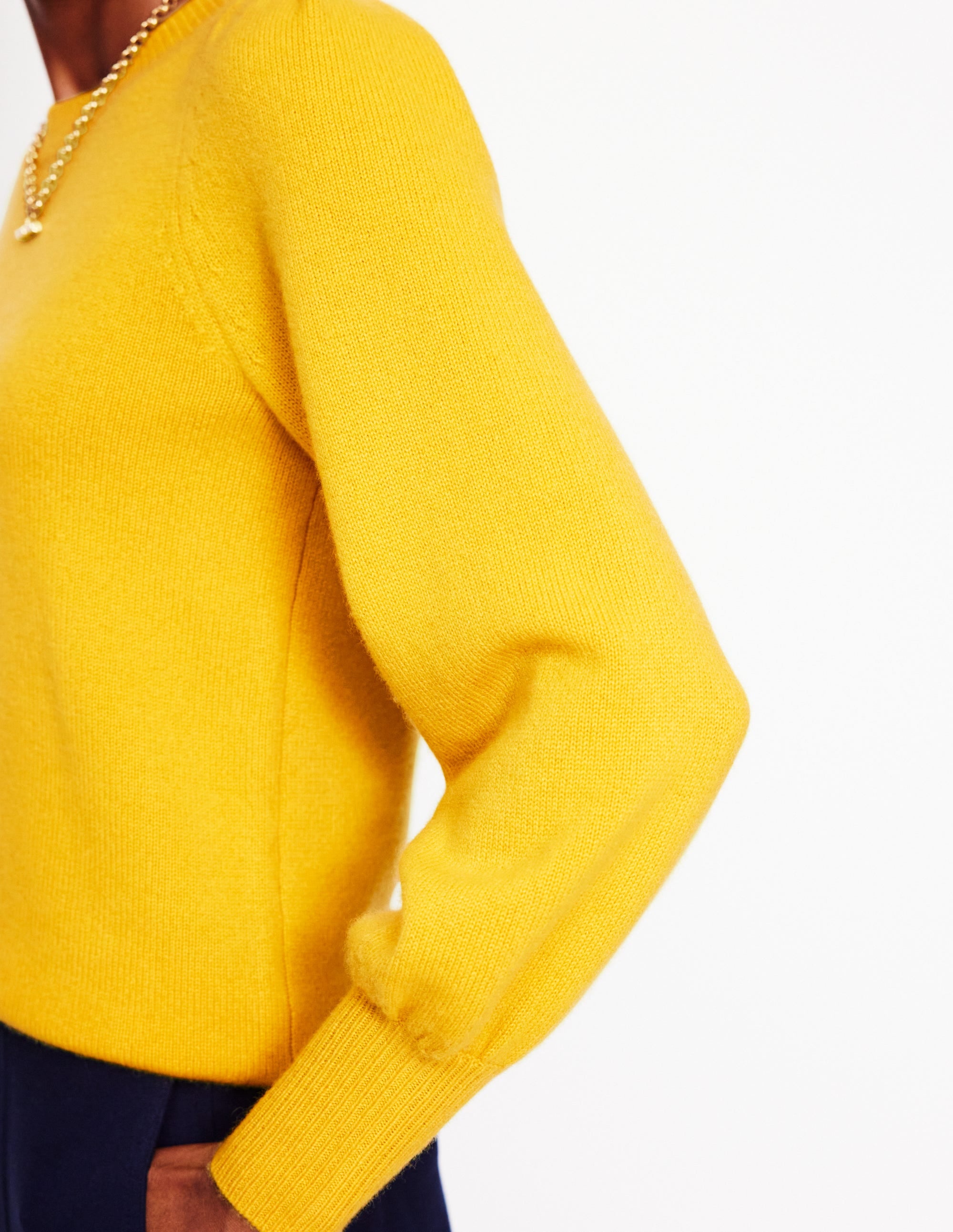 Pleated Sleeve Cashmere Jumper-Ceylon Yellow - Image 2