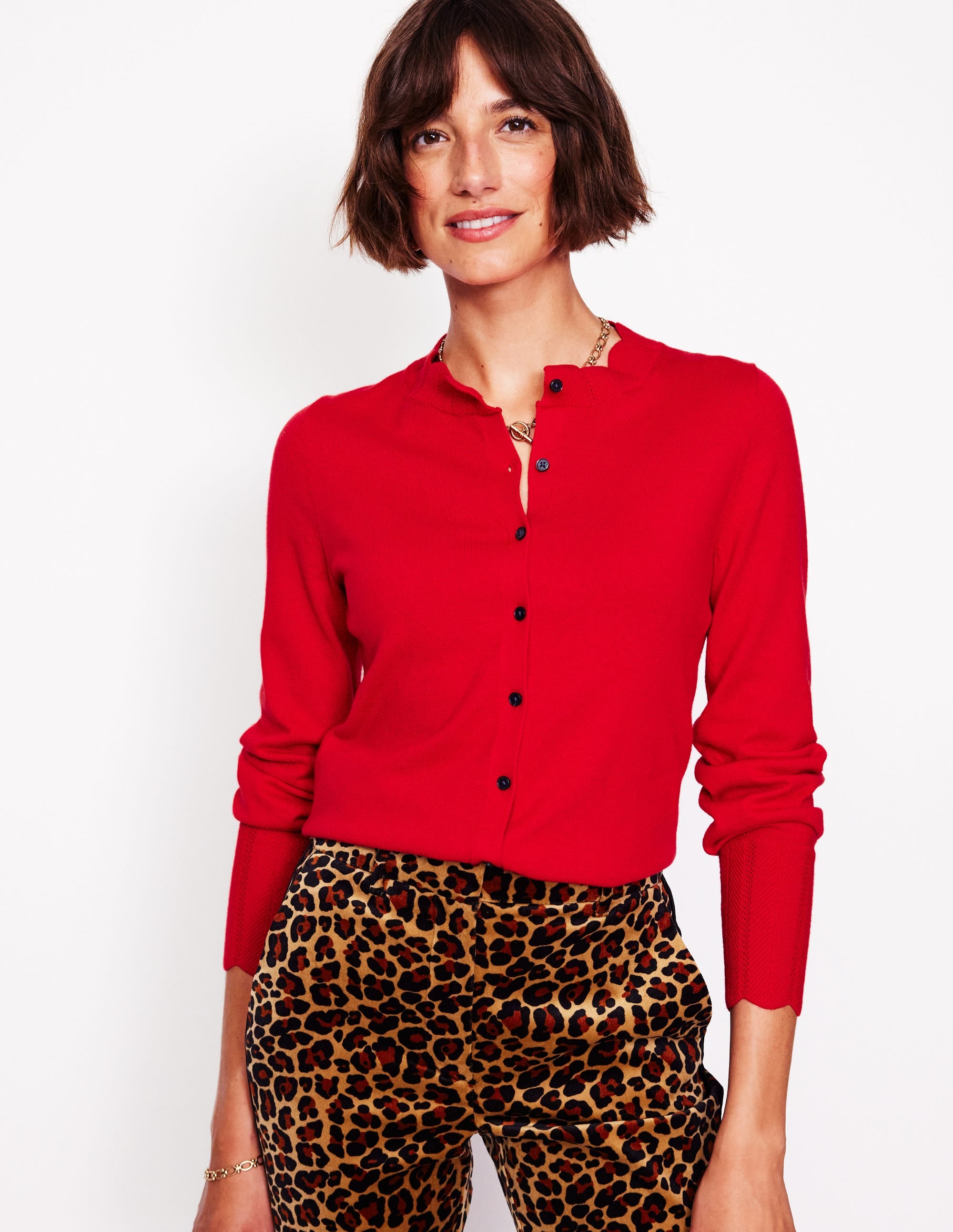 Imi Scalloped Cardigan-Rouge Red - Image 1