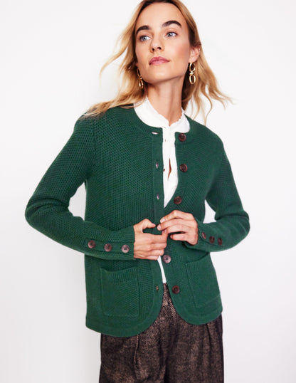 Textured Stitch Cardigan-Dark Cedar Green-1