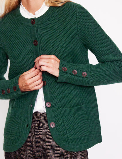 Textured Stitch Cardigan-Dark Cedar Green-2