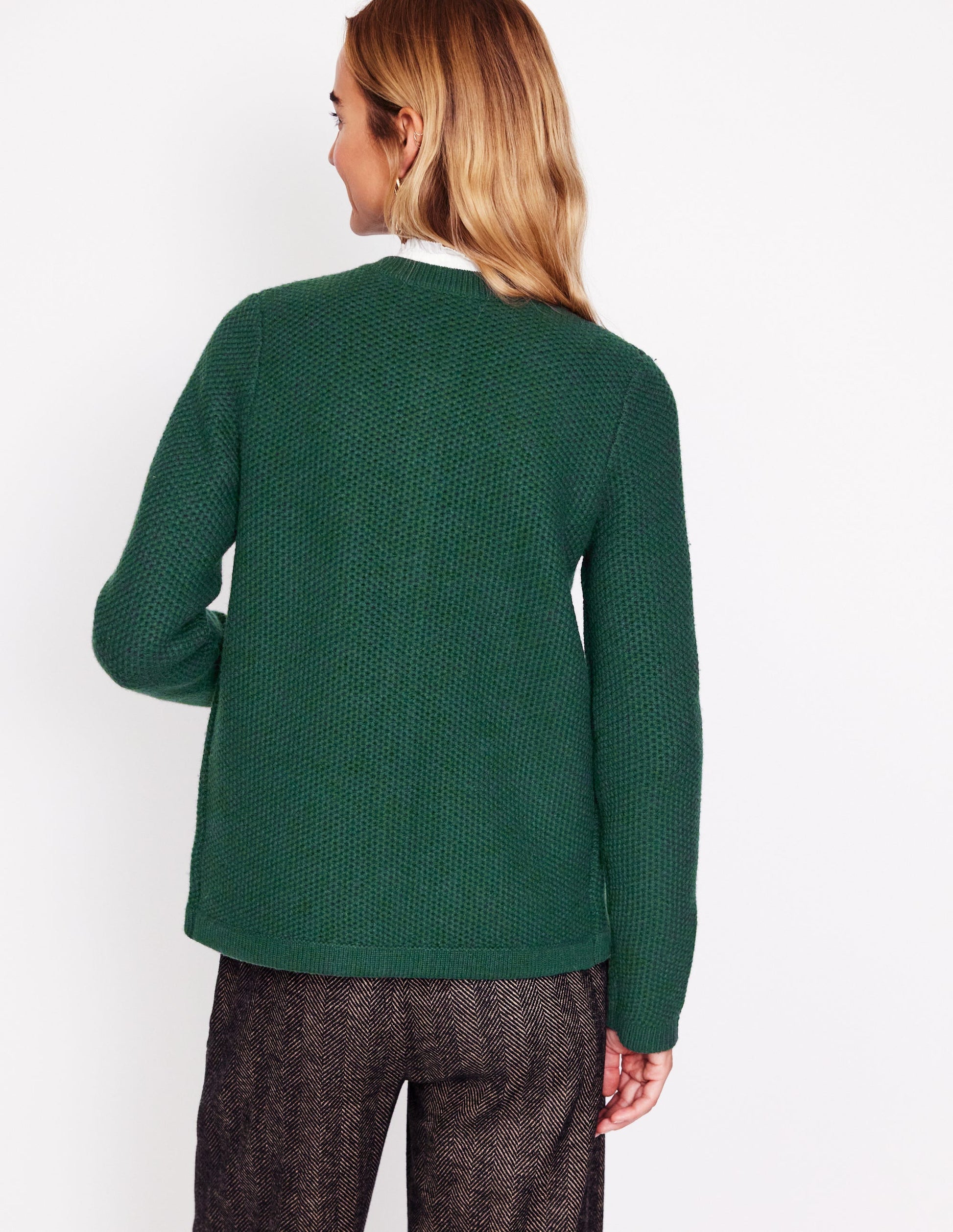 Textured Stitch Cardigan-Dark Cedar Green-3