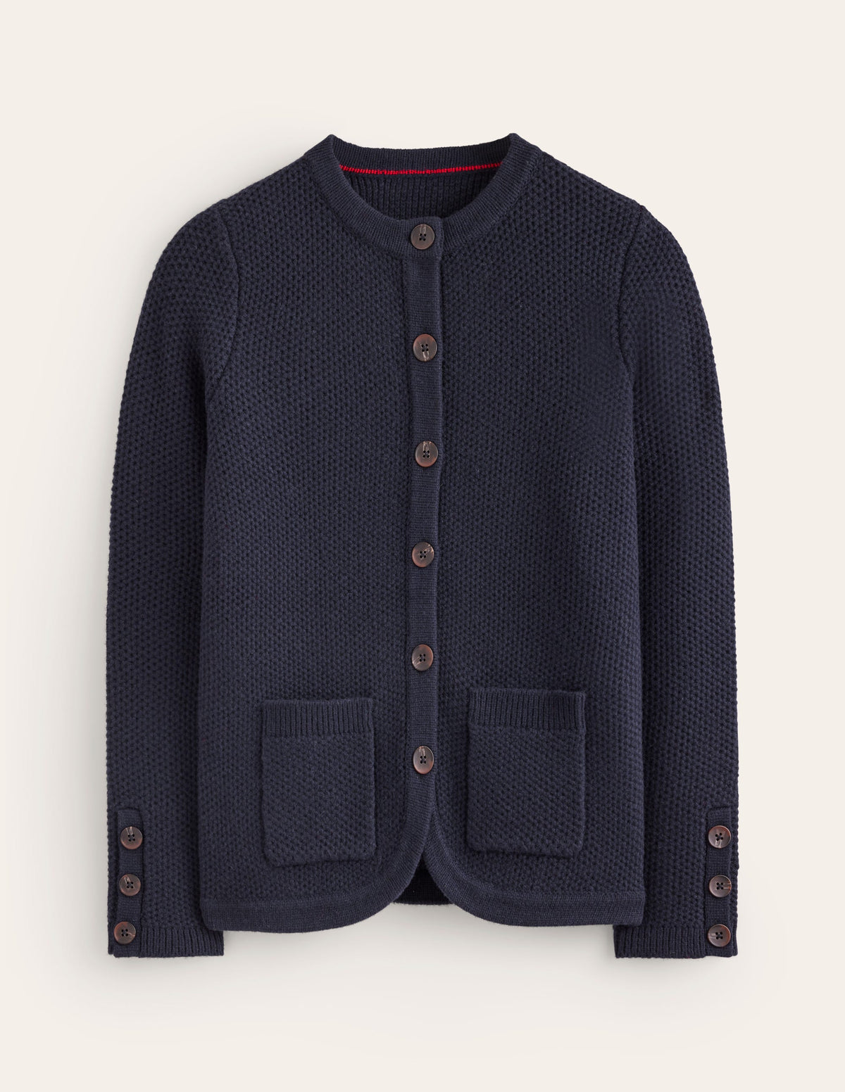 Textured Stitch Cardigan-Navy - Image 5