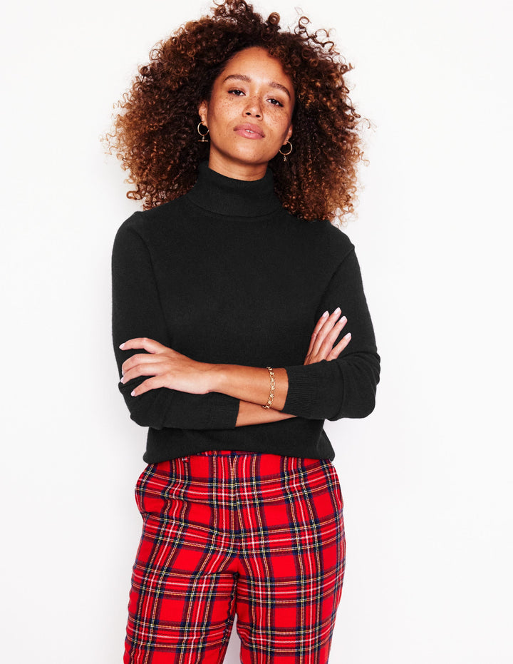 Eva Cashmere Roll Neck Jumper-Dark Black