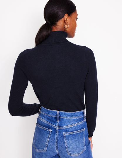 Eva Cashmere Roll Neck Jumper-Dark Blue-3