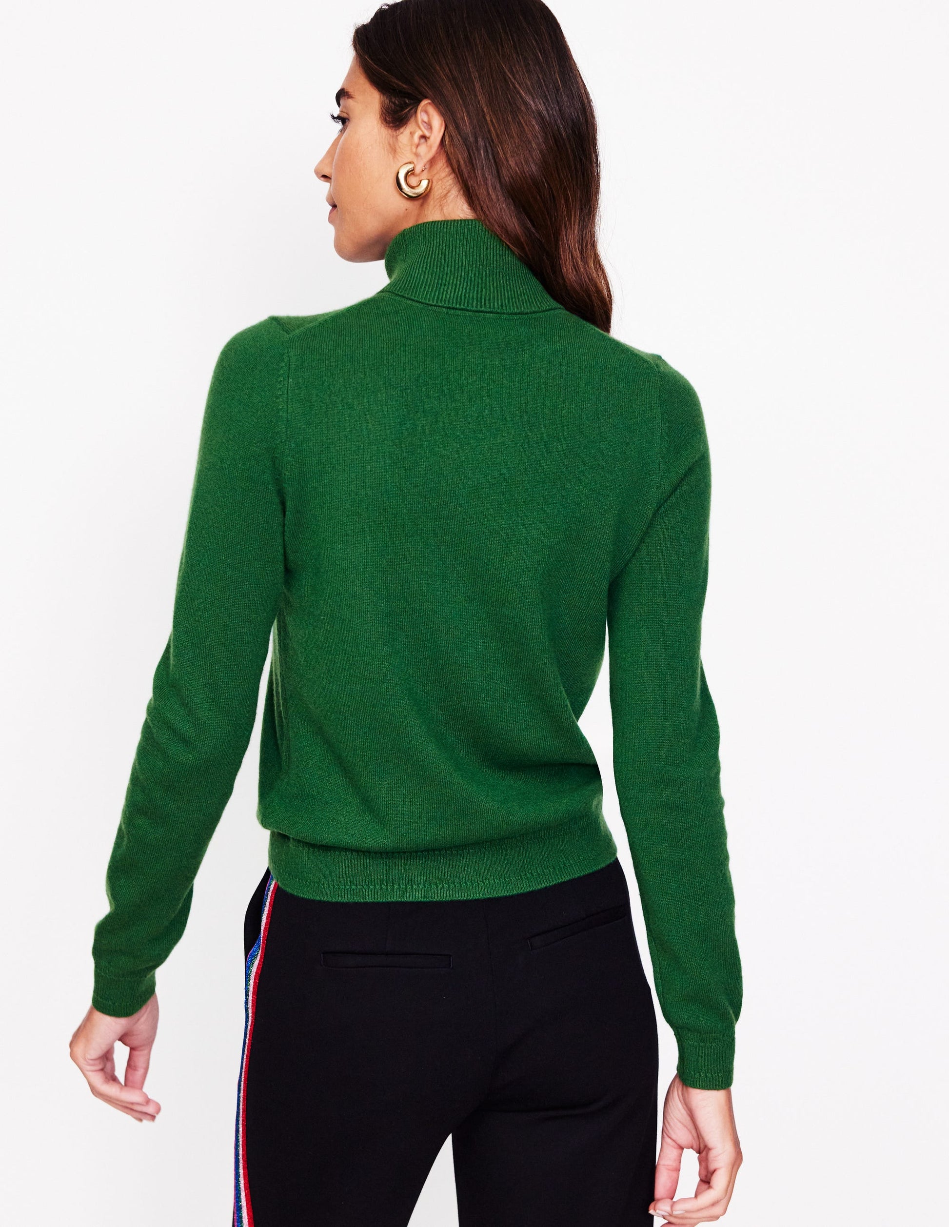 Eva Cashmere Roll Neck Jumper-Pine Green-3