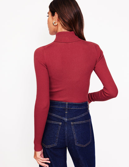 Catriona Roll Neck Jumper-Red Liquorice-3