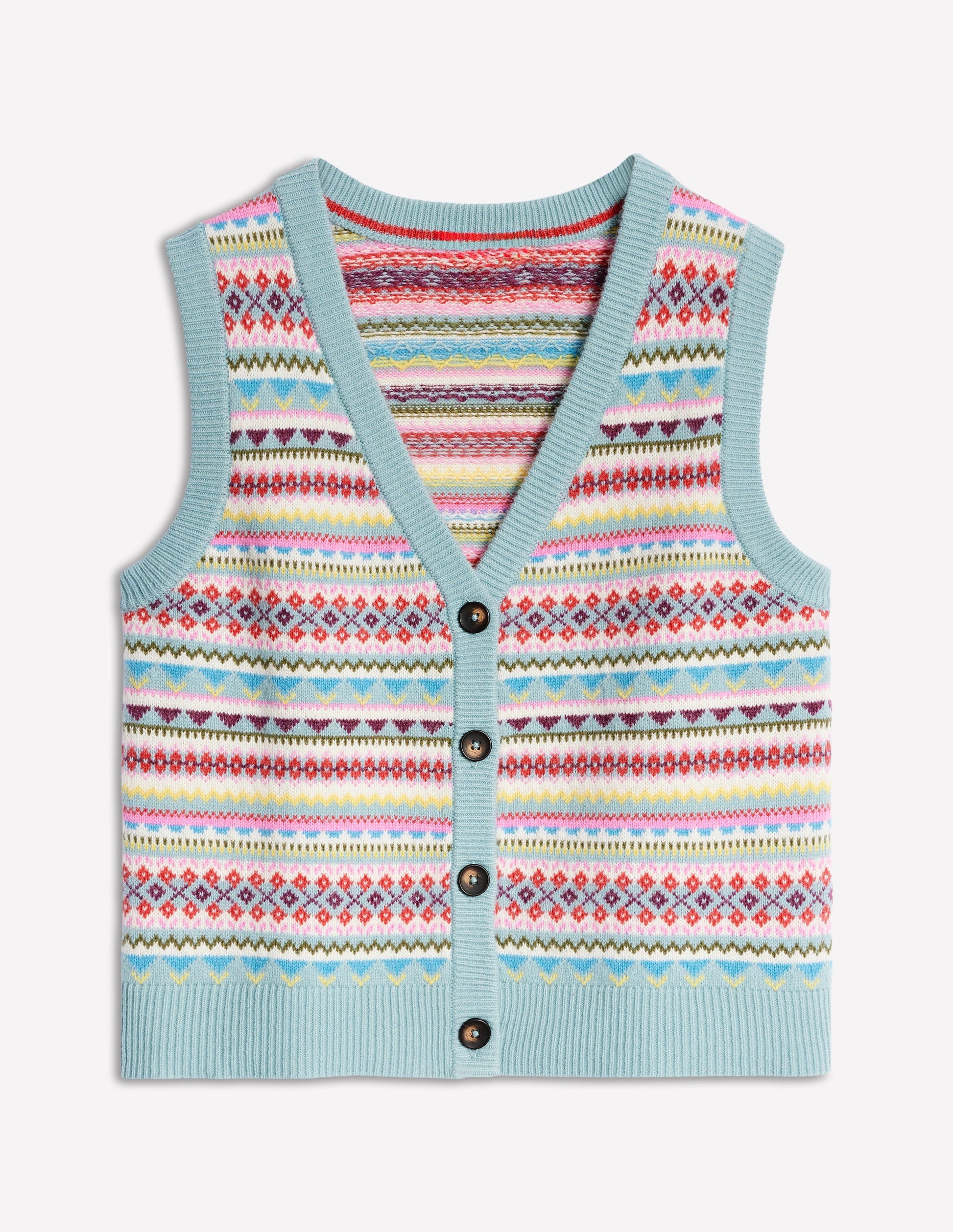 Edie Fair Isle Waistcoat-Blue, Heritage Fair Isle-8