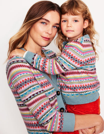 Edie Fair Isle Waistcoat-Blue, Heritage Fair Isle-6