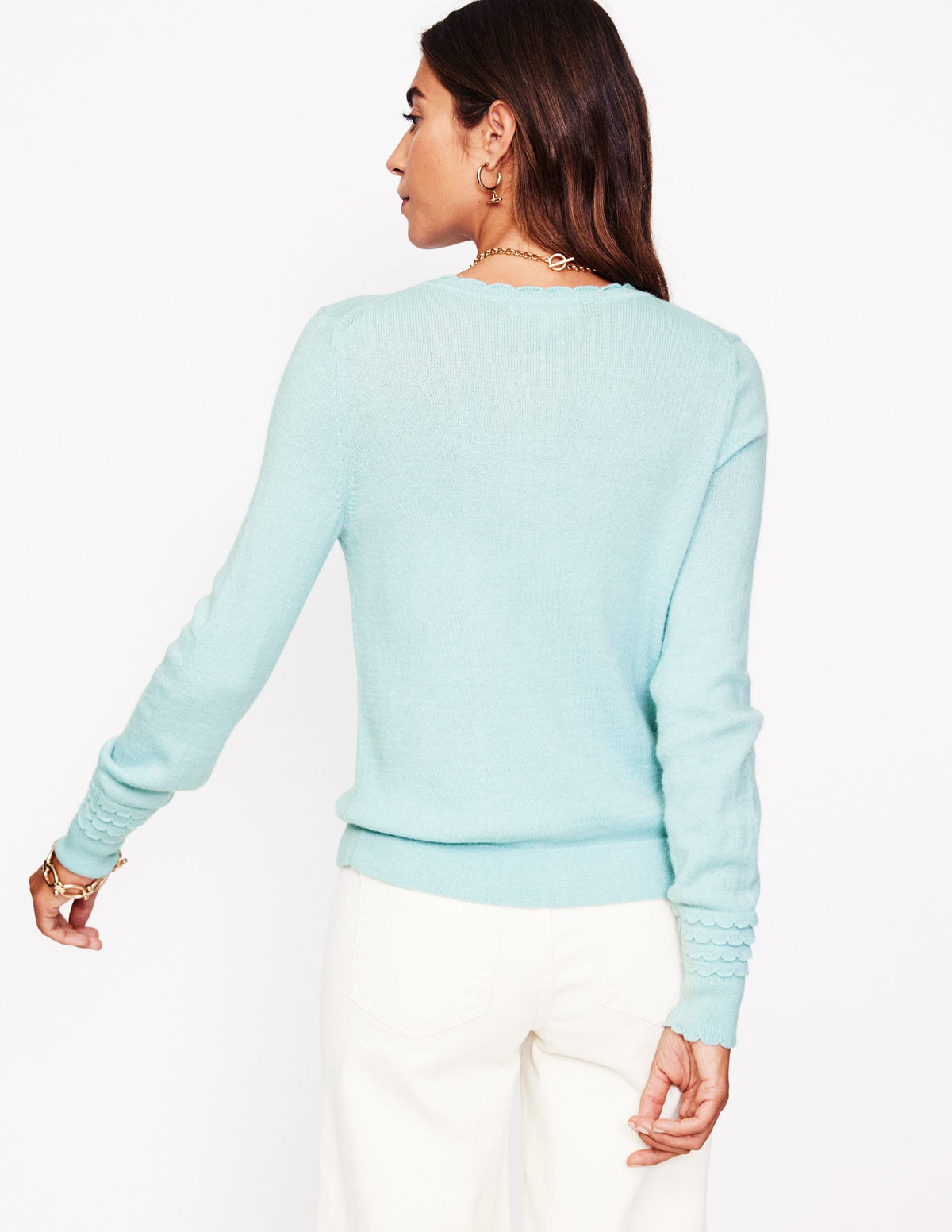 Scallop Sleeve Cardigan-Sky Blue-3