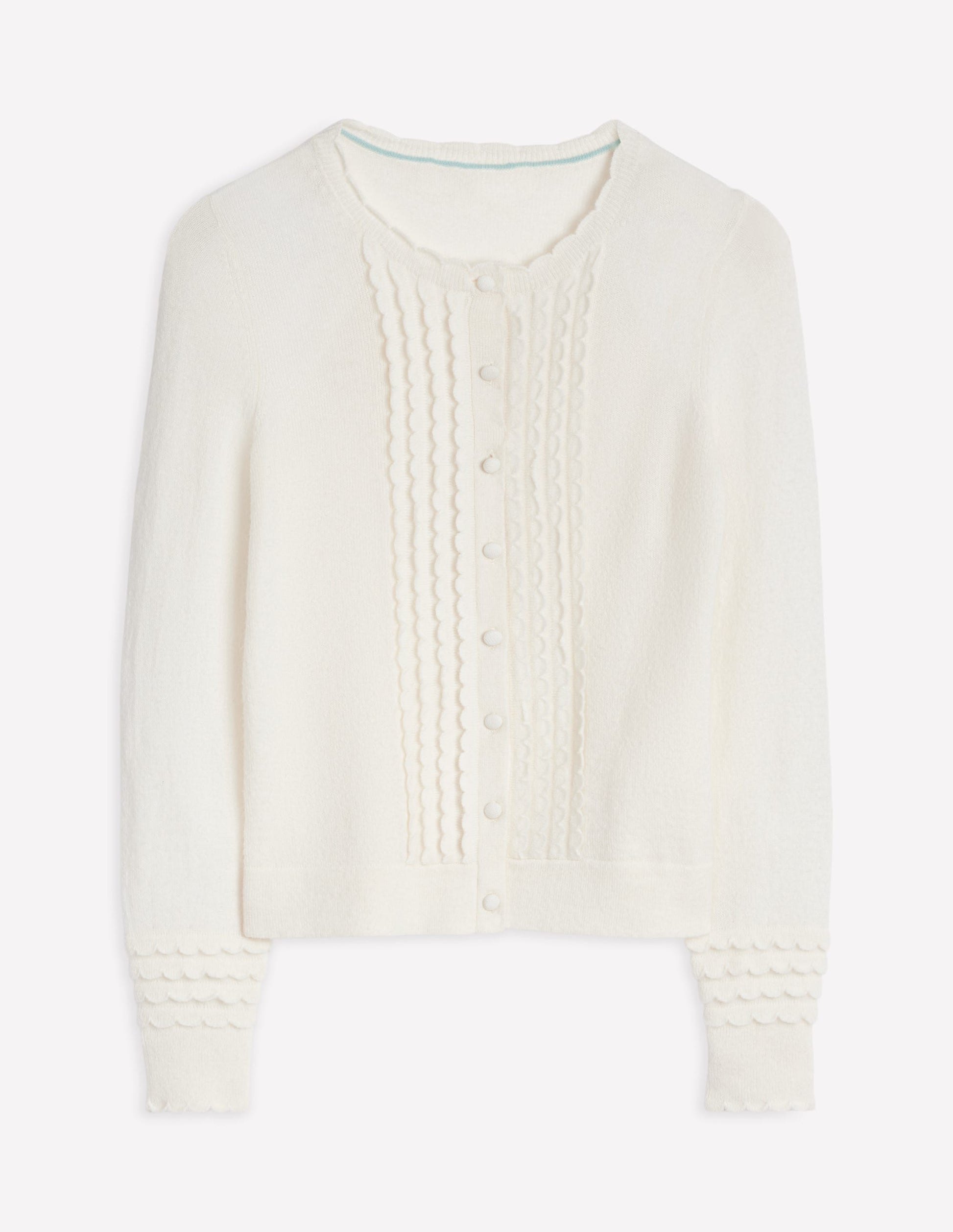 Scallop Sleeve Cardigan-Warm Ivory-5