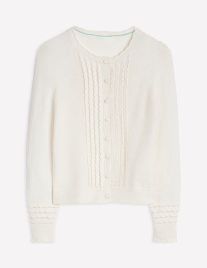 Scallop Sleeve Cardigan-Warm Ivory-5