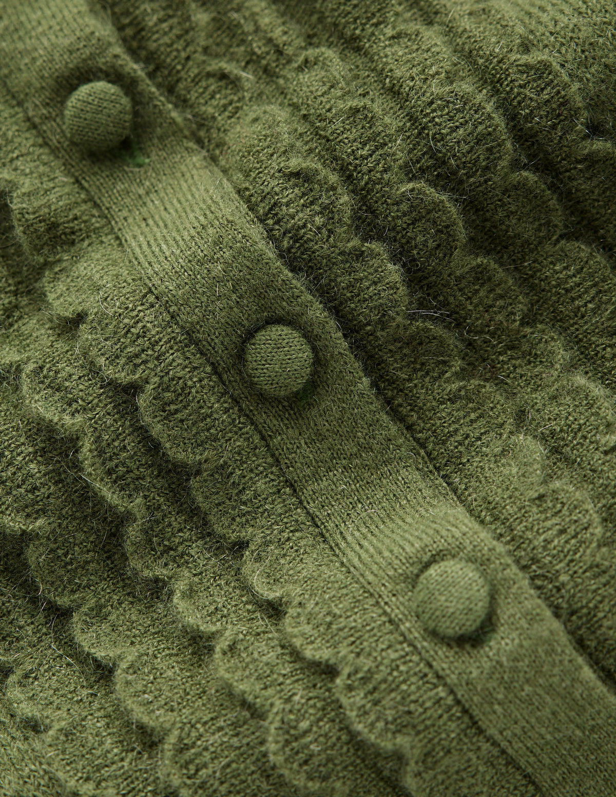 Scallop Sleeve Cardigan-Oregano Green-7