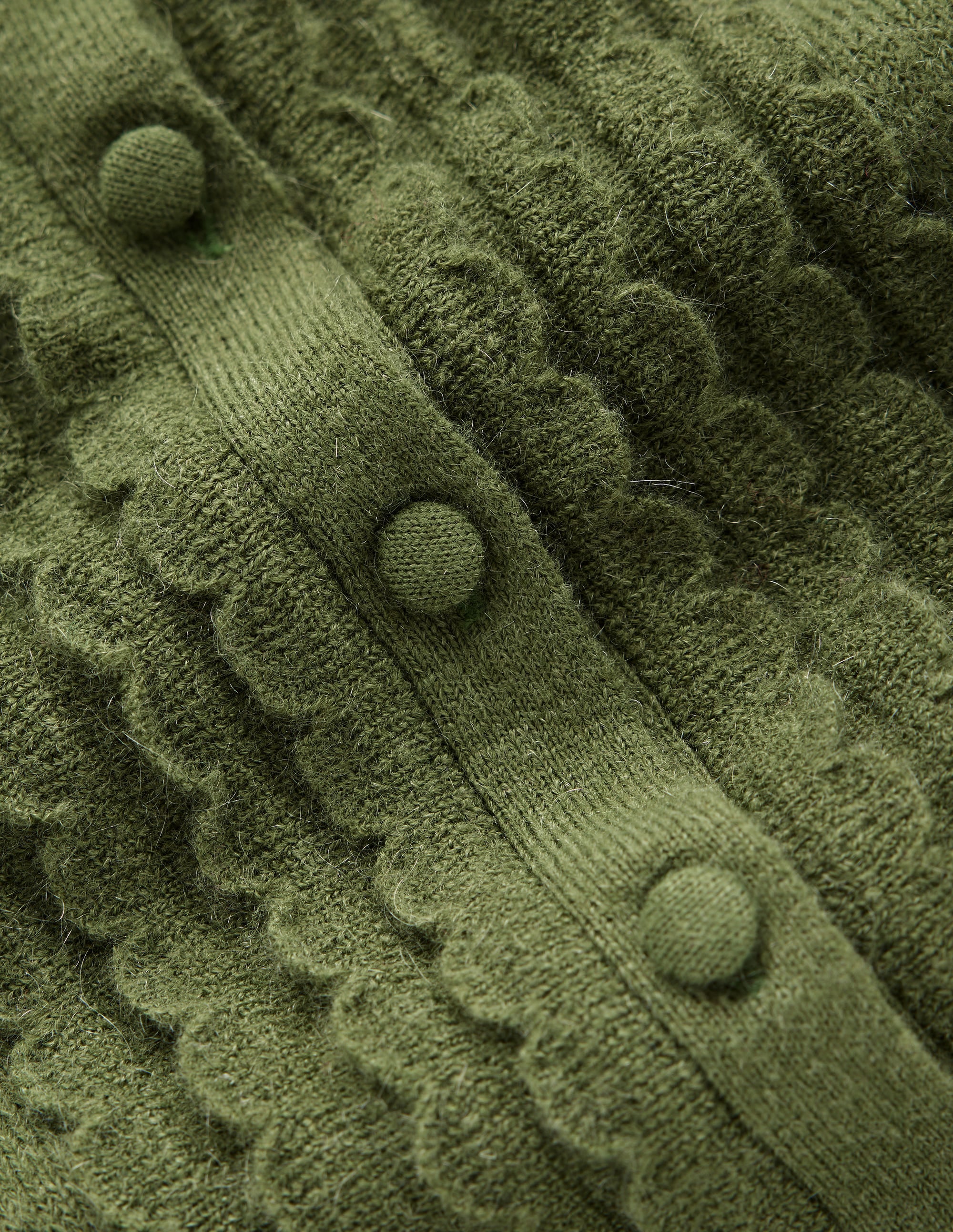 Scallop Sleeve Cardigan-Oregano Green - Image 7