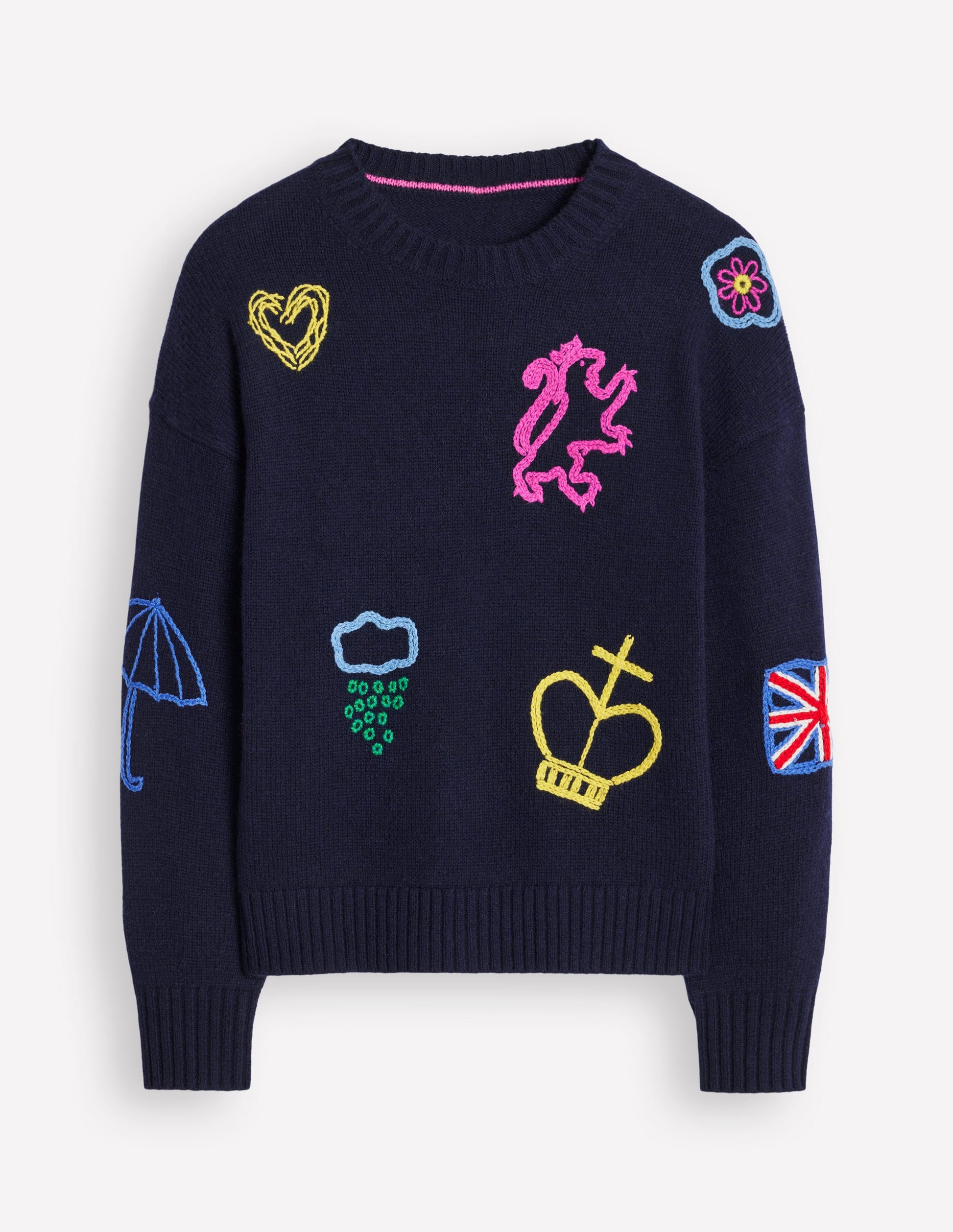Natalie Embroidered Jumper-Navy, British Icons-6
