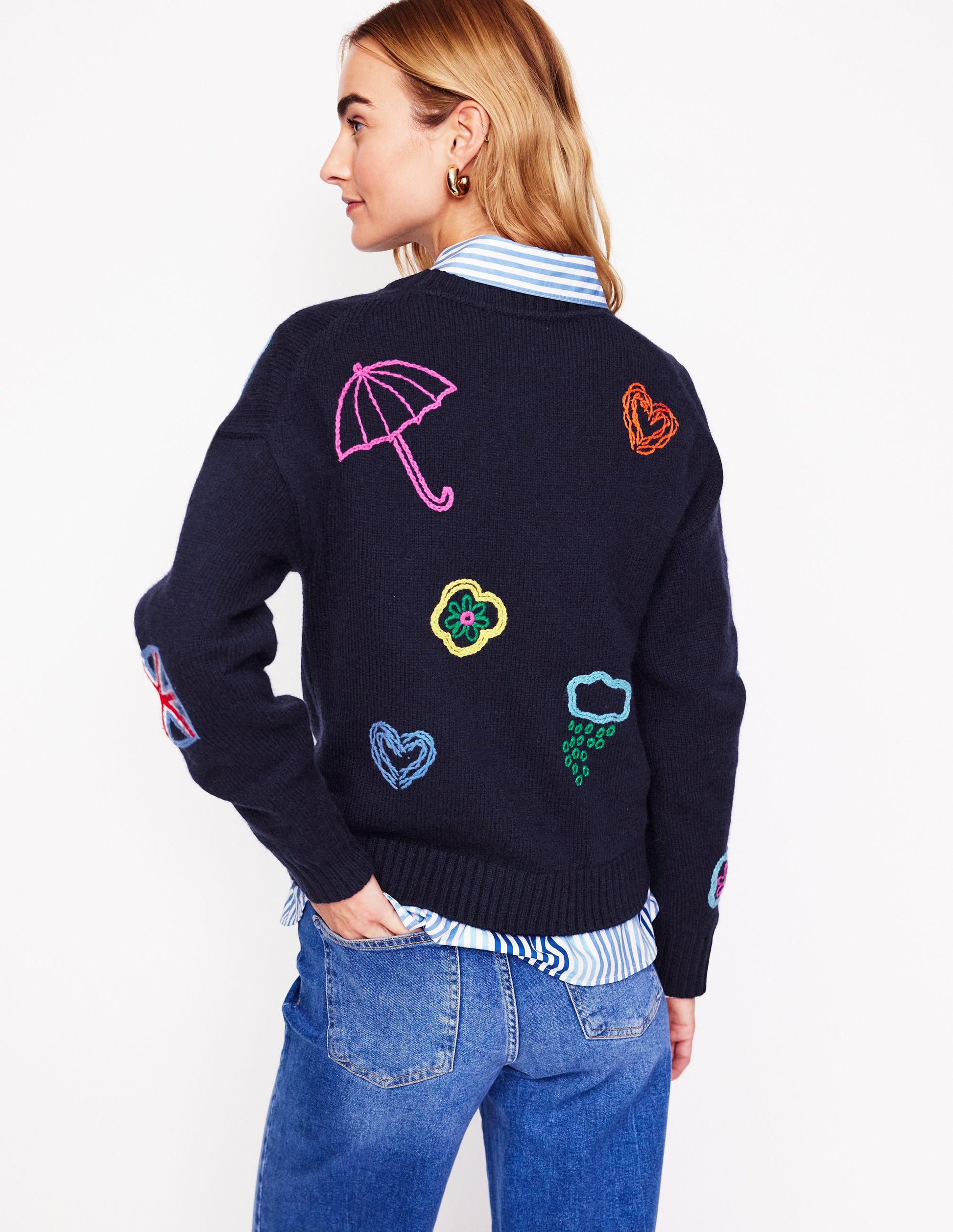 Natalie Embroidered Jumper-Navy, British Icons-3