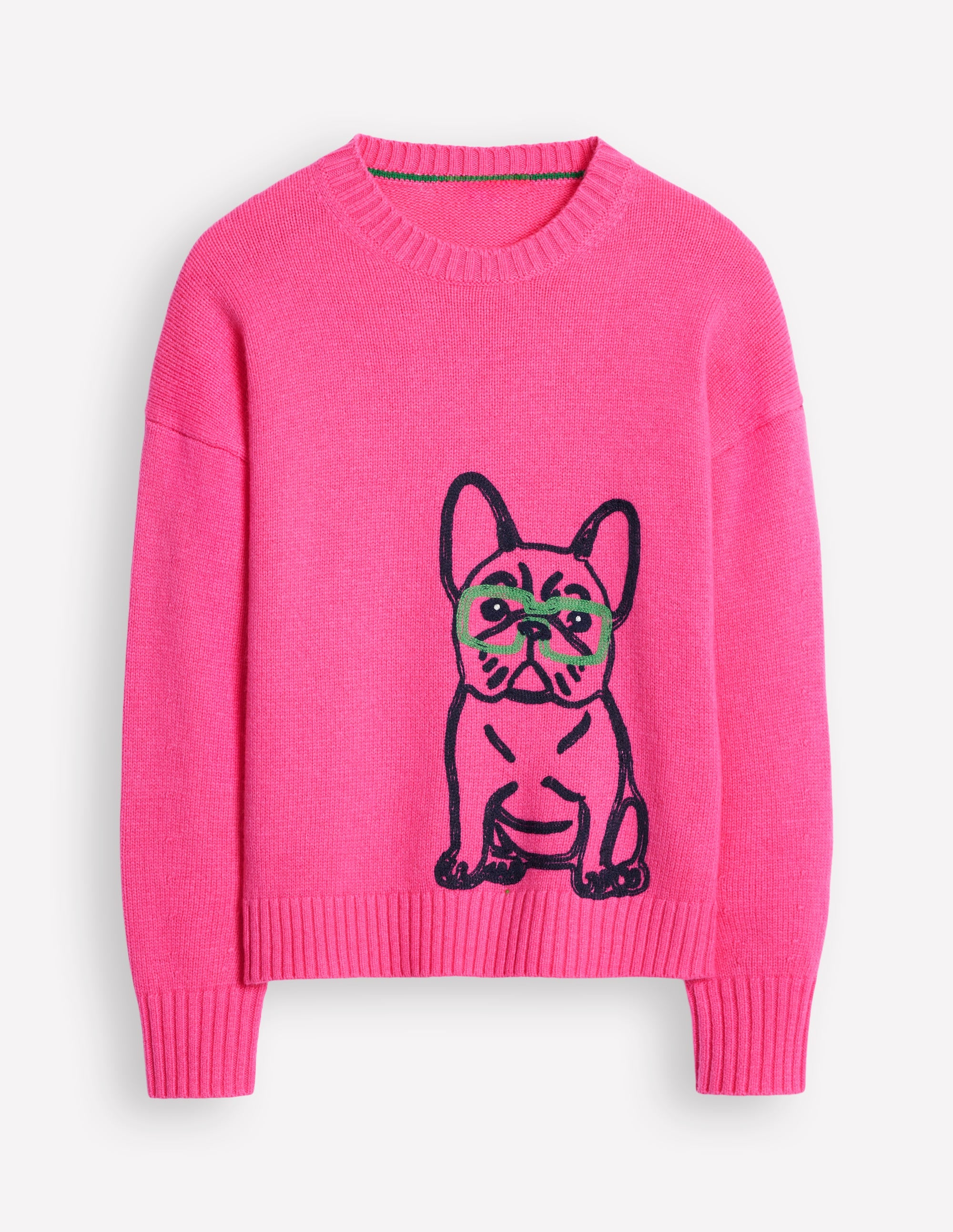 Natalie Embroidered Jumper-Party Pink, Bulldog - Image 5
