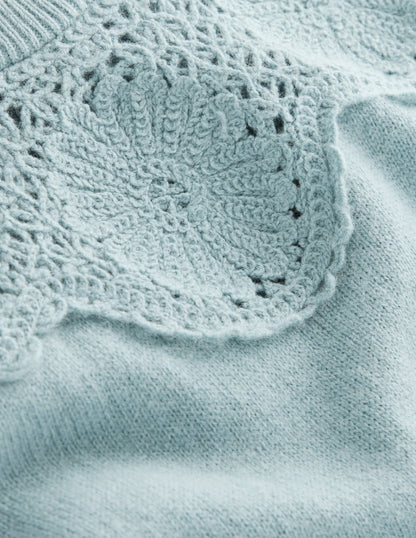 Flower Motif Jumper-Seamist Blue Melange-6