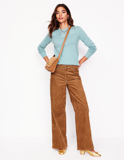 Flower Motif Jumper-Seamist Blue Melange-4