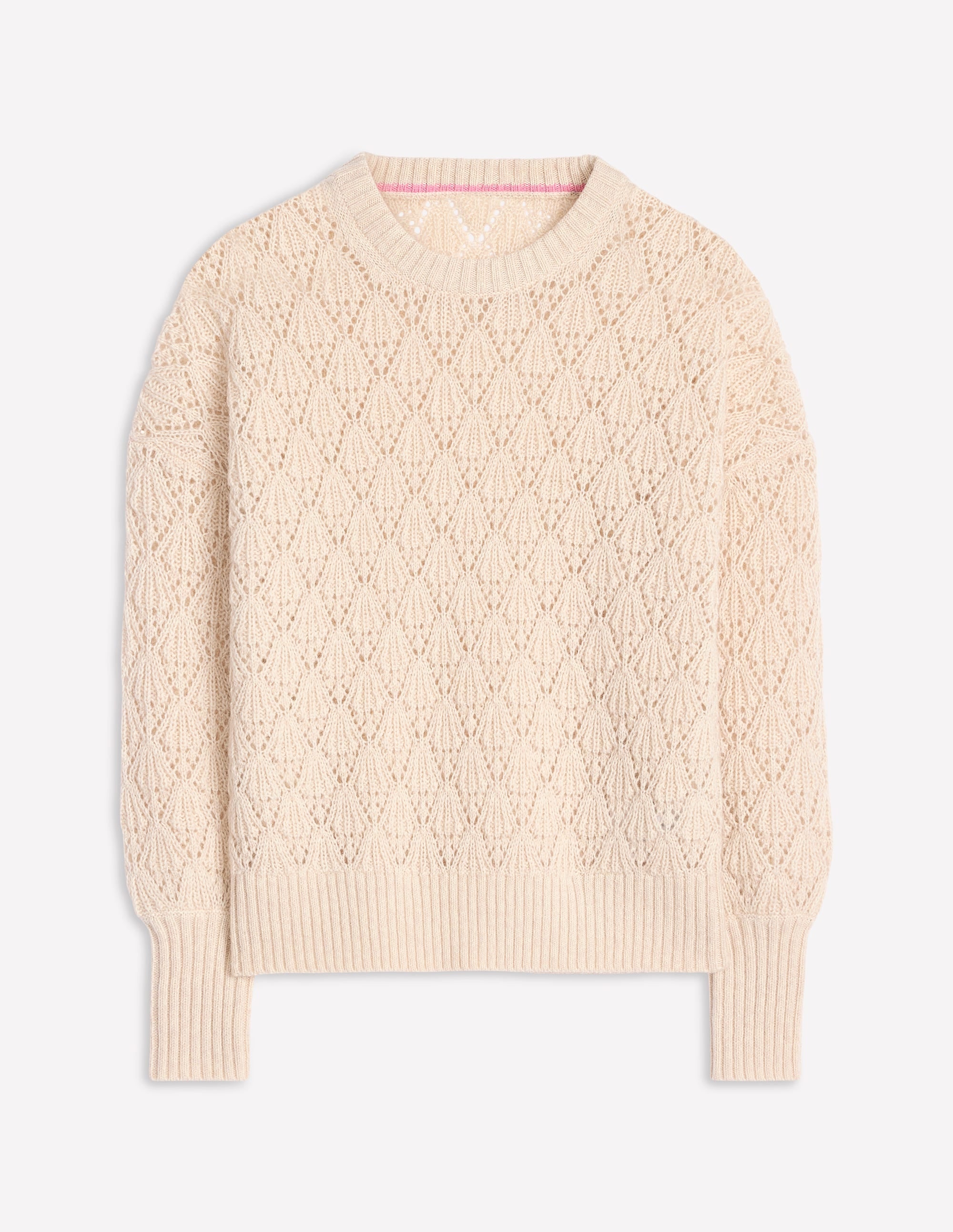 Chunky Pointelle Jumper-Warm Ivory - Image 5