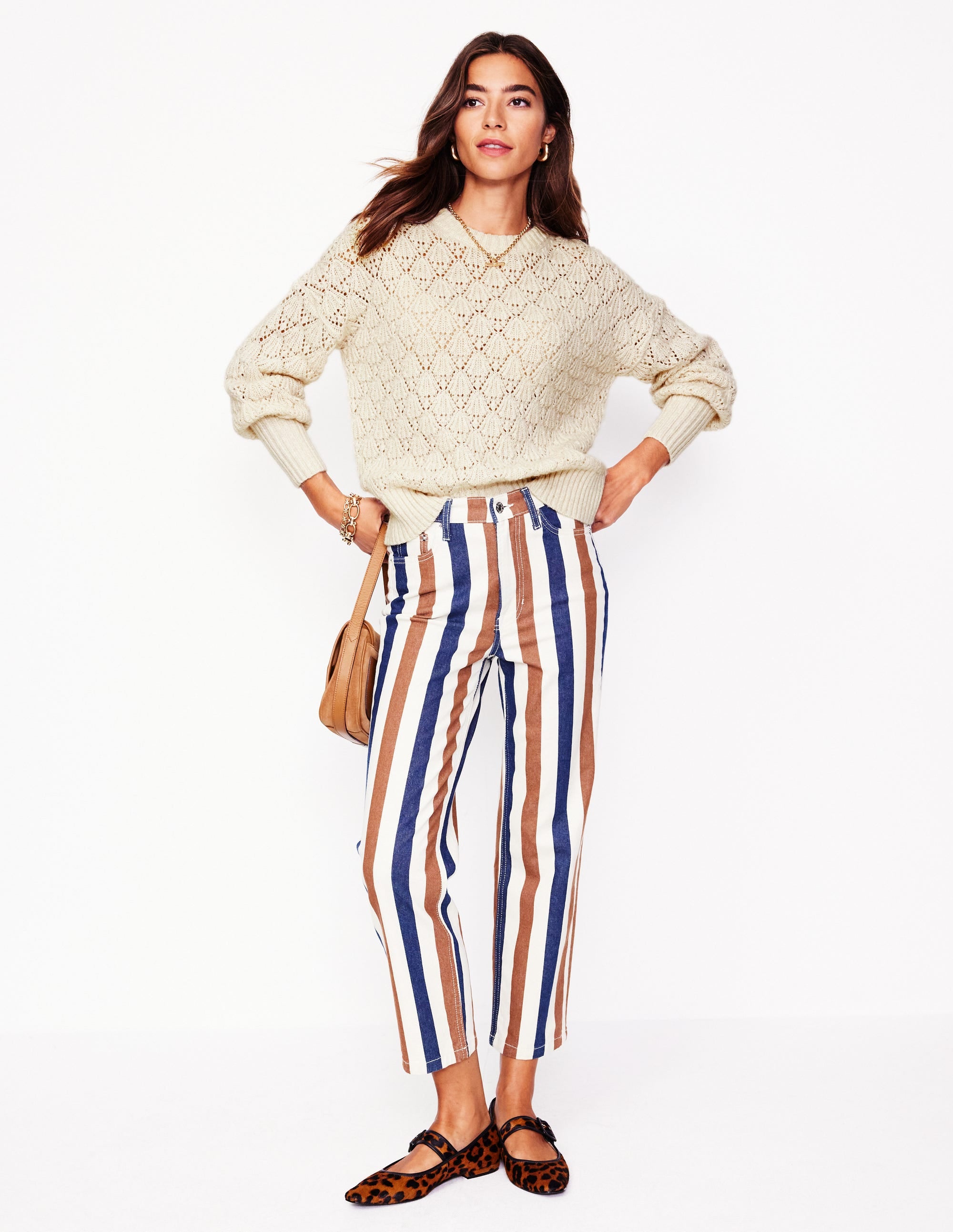 Chunky Pointelle Jumper-Warm Ivory - Image 4