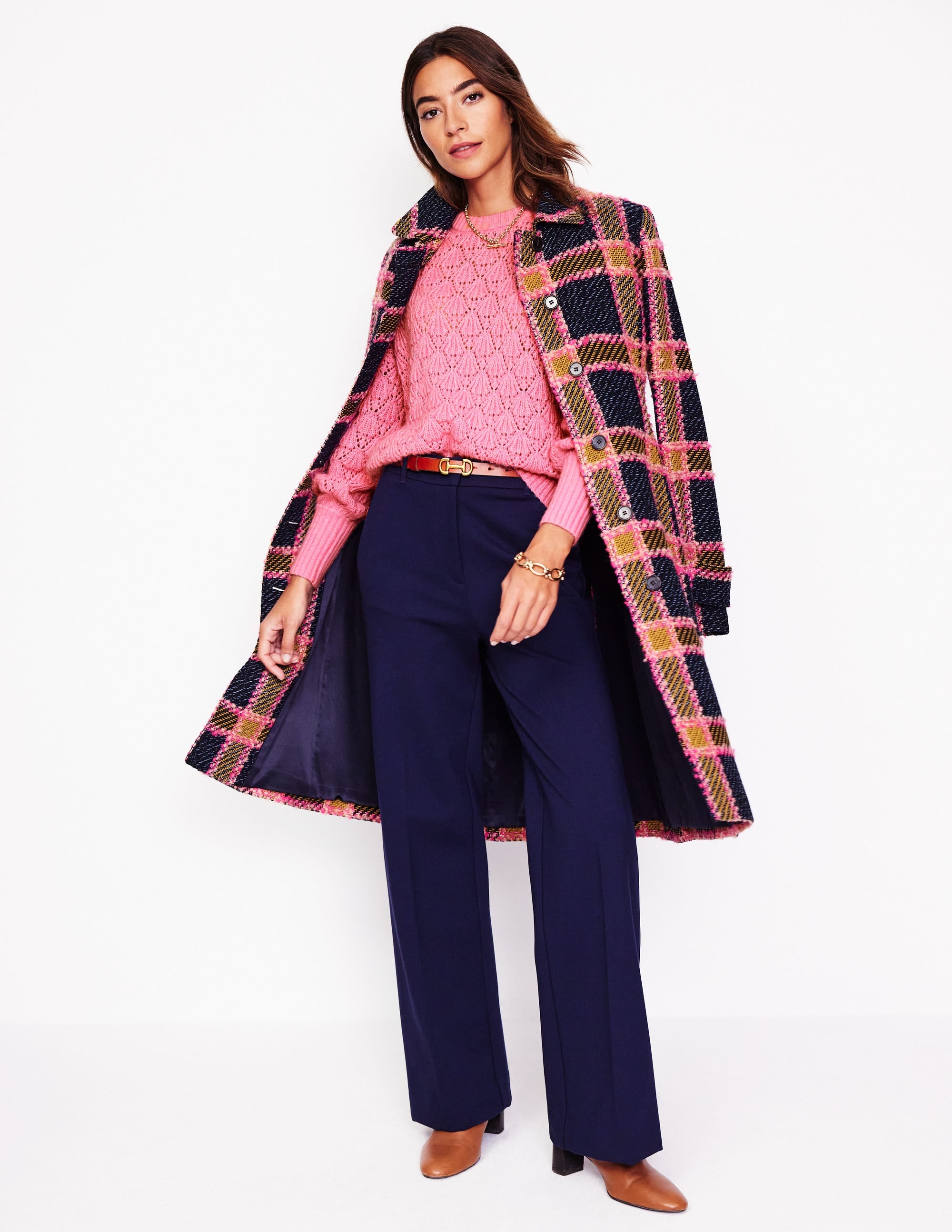Chunky Pointelle Jumper-Old Rose Pink - Image 4