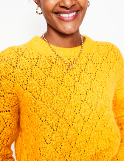 Chunky Pointelle Jumper-Pineapple Yellow-2