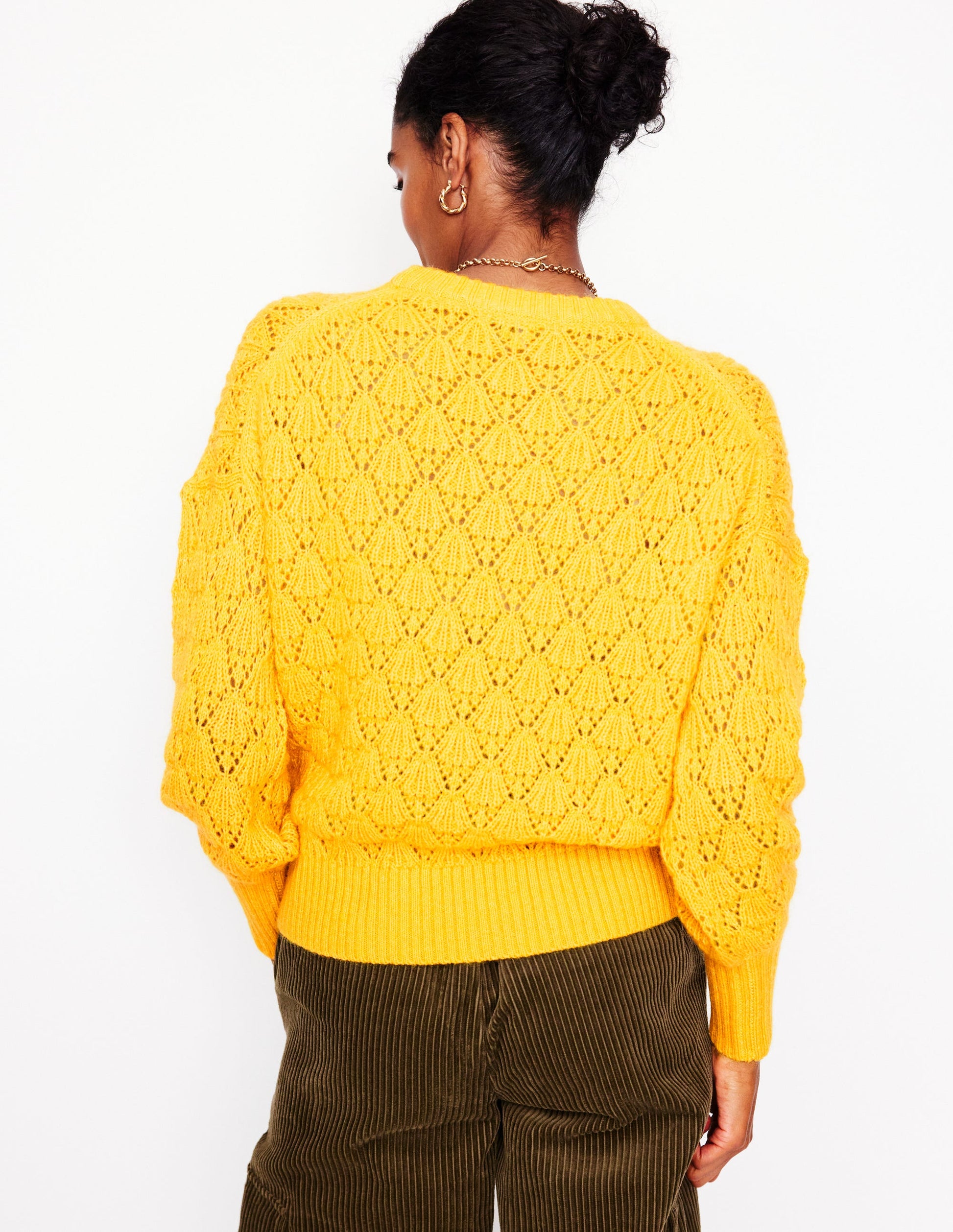 Chunky Pointelle Jumper-Pineapple Yellow-3