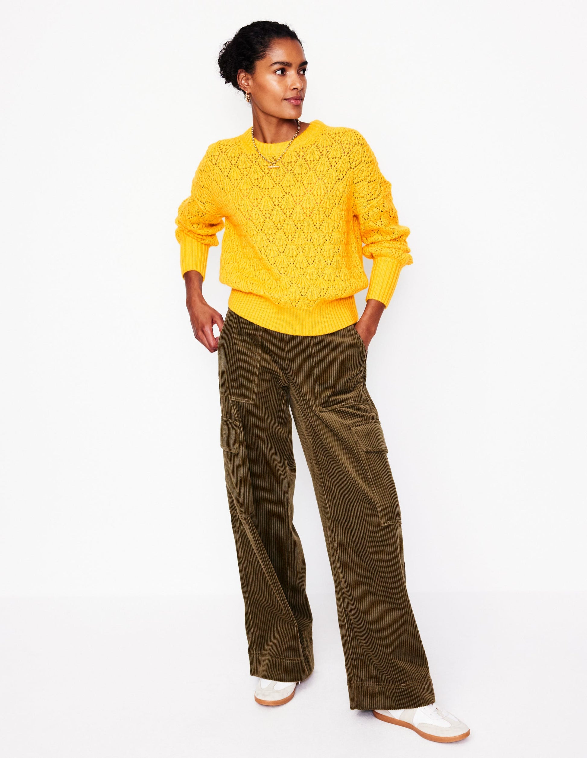 Chunky Pointelle Jumper-Pineapple Yellow-4