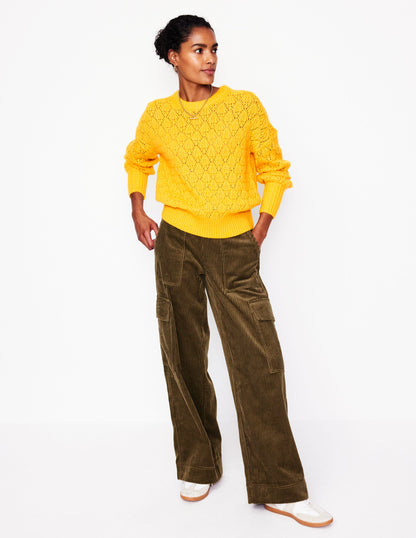 Chunky Pointelle Jumper-Pineapple Yellow-4