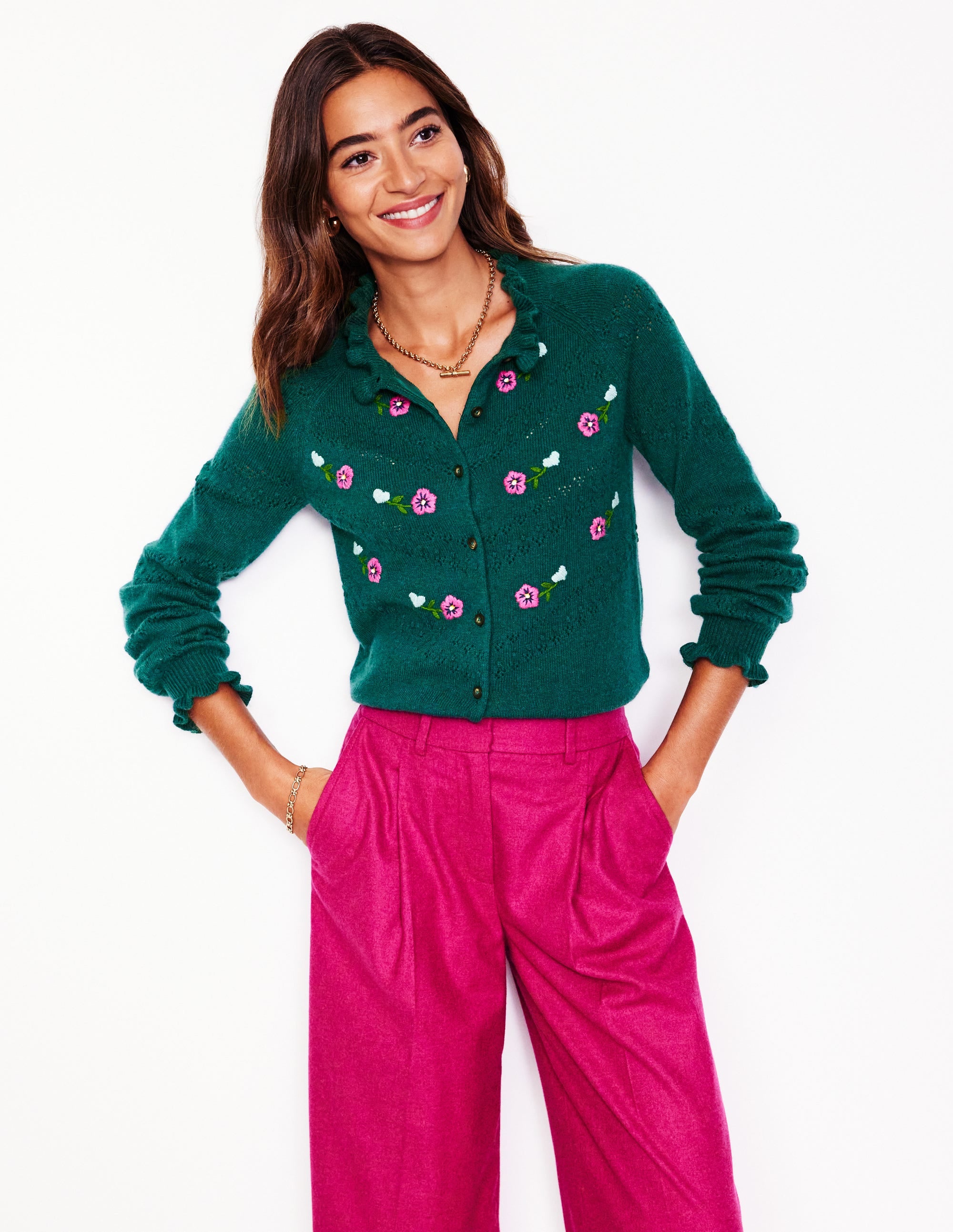 Fae Embroidered Cardigan-Glade Green - Image 1