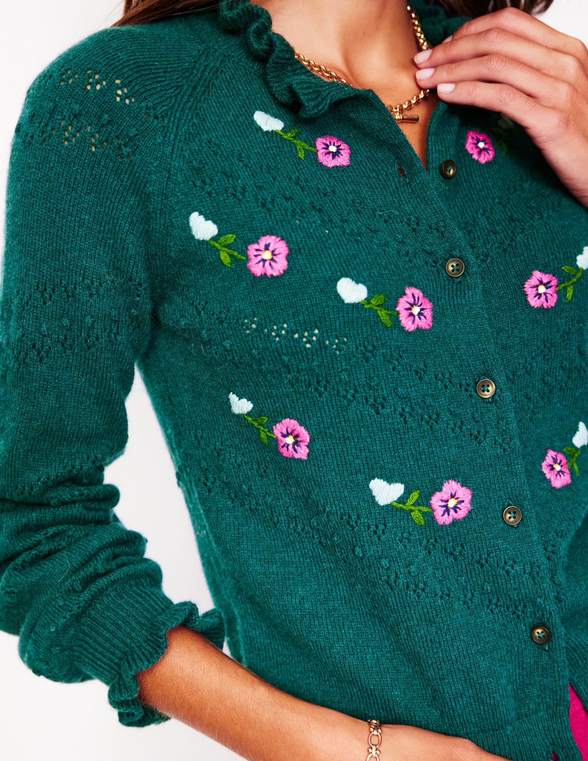 Fae Embroidered Cardigan-Glade Green - Image 2