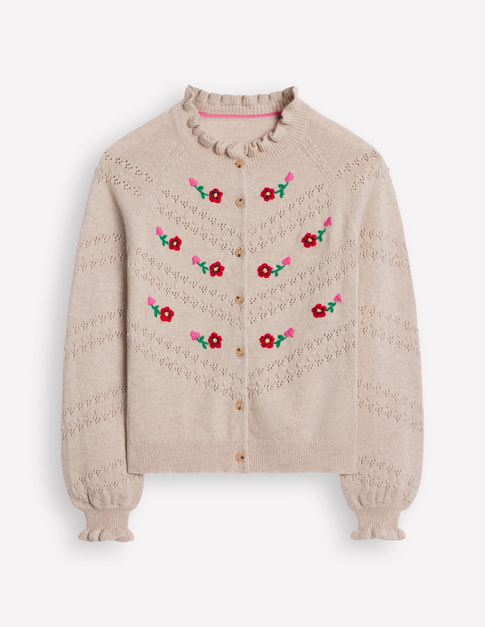 Fae Embroidered Cardigan-Oatmeal Melange-6