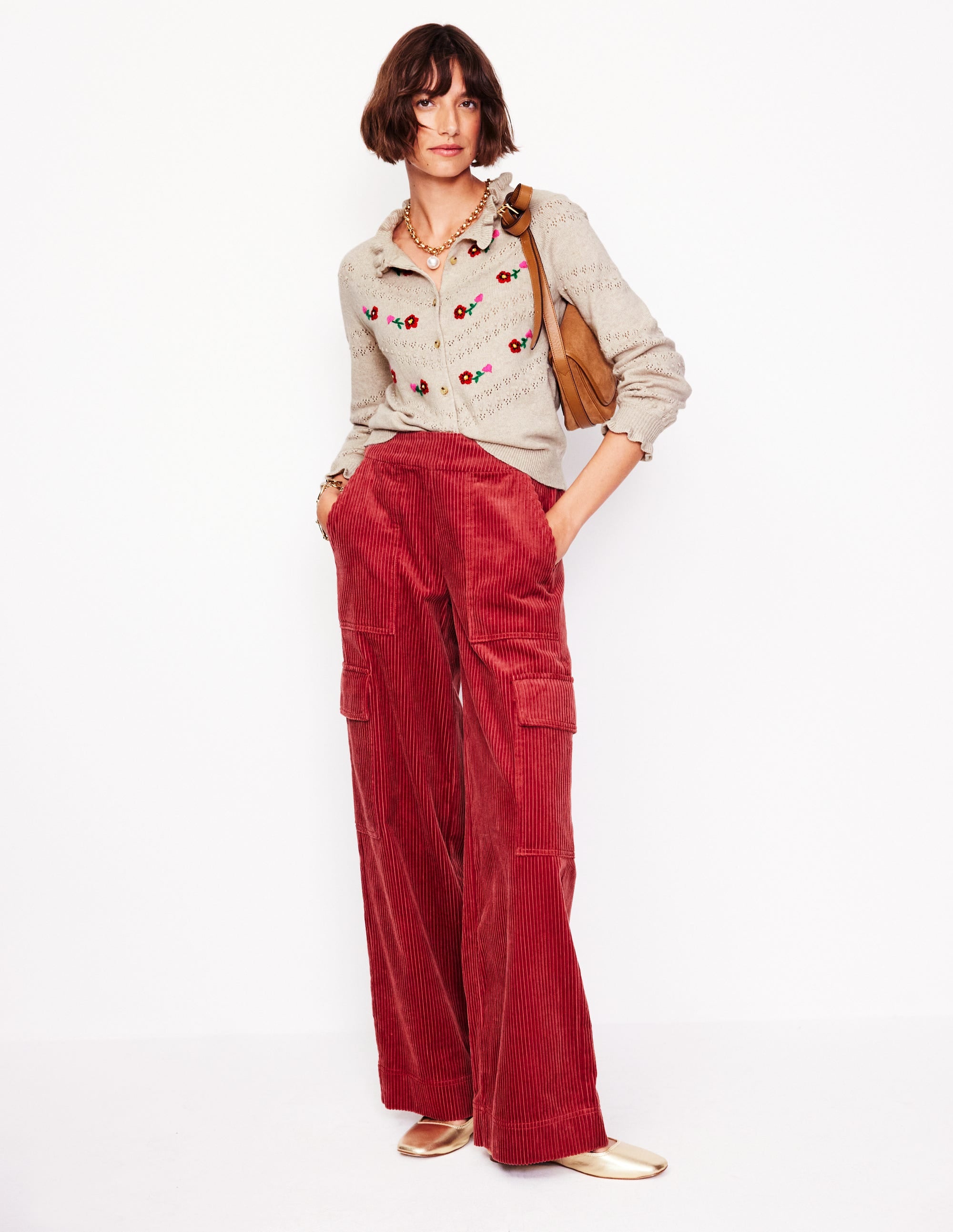 Fae Embroidered Cardigan-Oatmeal Melange - Image 4