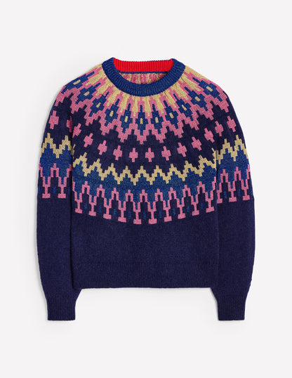 Kat Sparkly Fair Isle Jumper-Navy-8