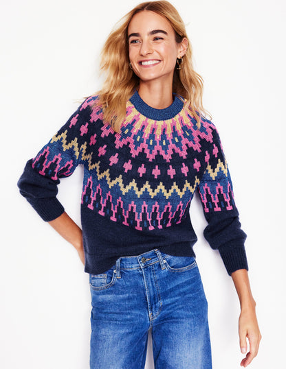 Kat Sparkly Fair Isle Jumper-Navy-1