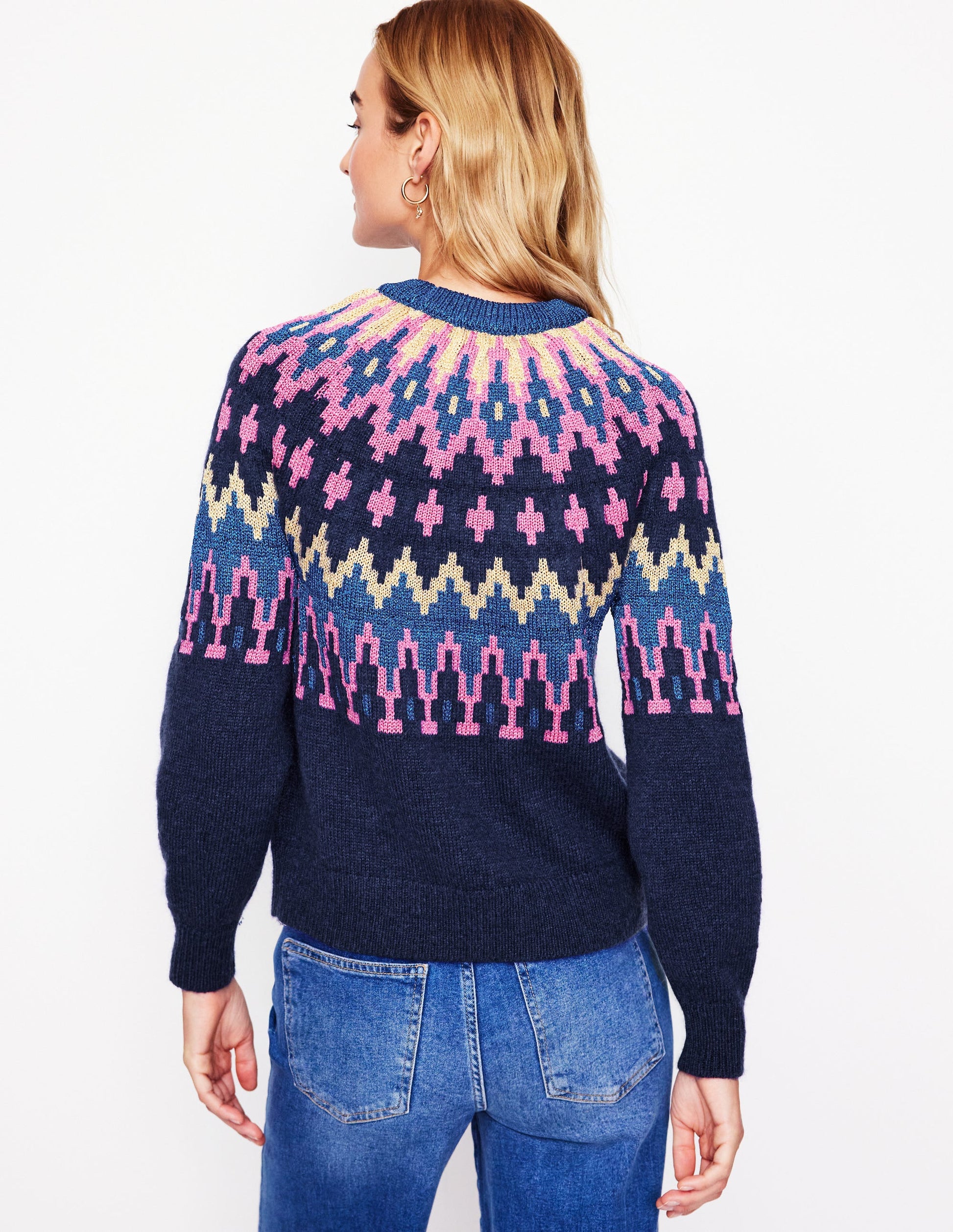 Kat Sparkly Fair Isle Jumper-Navy-3